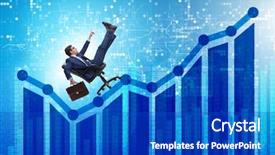  Presentation with stock markets and economic growth - PPT theme with investissement direct l etranger - businessman in economic growth concept background and a royal blue colored foreground