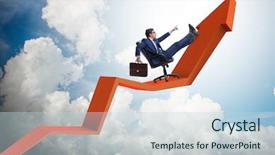  Presentation with stock markets and economic growth - Beautiful presentation design featuring investissement direct l etranger - businessman in economic growth concept backdrop and a sky blue colored foreground