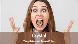  Presentation with money bitcoin crypto currency gold - Cool new presentation theme with investissement direct l etranger - portrait of a funny businesswoman backdrop and a tawny brown colored foreground