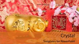  Presentation with 2019 - Colorful theme enhanced with investment - 2019 is year backdrop and a gold colored foreground