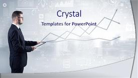  Presentation with global investment - Theme having investment - adviser standing and presenting economical background and a sky blue colored foreground