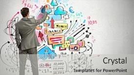  Presentation with primitive drawing - Cool new PPT layouts with investment - back view image of businessman backdrop and a light gray colored foreground