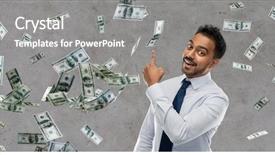  Presentation with investment money - Cool new presentation theme with investment - business office worker and people backdrop and a gray colored foreground