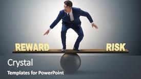  Presentation with reward - Theme having investment - businessman balancing between reward background and a dark gray colored foreground