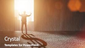  Presentation with shadow - Audience pleasing slide deck consisting of investment - businessman casting dollar shape shadow backdrop and a coral colored foreground