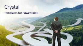  Presentation with way - PPT theme consisting of investment - businessman stands choosing his way background and a sky blue colored foreground