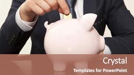  Presentation with piggy bank - Colorful theme enhanced with investment - businessman with pink piggy bank backdrop and a coral colored foreground