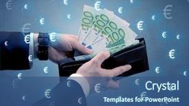  Presentation with euro - Slides featuring investment - businessman's hand takes out euro background and a ocean colored foreground