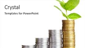  Presentation with gold investment - Presentation theme with investment - gold coins and plant isolated background and a white colored foreground