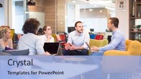  Presentation with modern building - PPT layouts consisting of investment - group of a young business background and a light blue colored foreground