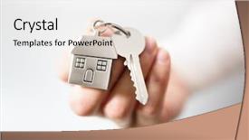 Presentation with new home - Amazing slides having investment - holding house keys on house backdrop and a white colored foreground