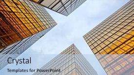  Presentation with high rise building - Colorful slide deck enhanced with investment - panoramic and perspective wide angle backdrop and a light blue colored foreground