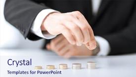  Presentation with stack - Presentation theme enhanced with investment - picture of man putting stack background and a sky blue colored foreground