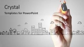  Presentation with banking - Cool new slides with investment banking - business man drawing a house backdrop and a  colored foreground