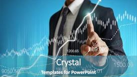  Presentation with corporate financial analysis - PPT theme consisting of investment banking - businessman with financial symbols coming background and a teal colored foreground