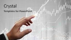  Presentation with financial - Presentation design consisting of investment banking - businessman with financial symbols coming background and a light gray colored foreground