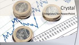  Presentation with banking - PPT theme with investment banking - euro coins on statistics graph background and a soft green colored foreground