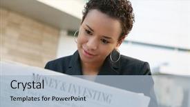  Presentation with african american business - Audience pleasing slide deck consisting of investment banking - pretty african american business woman backdrop and a light blue colored foreground