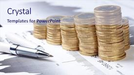  Presentation with abstract chart business - PPT theme consisting of investment bonds - business chart coin background and a  colored foreground