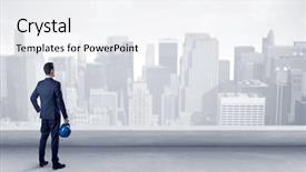  Presentation with roof - PPT theme having investment choices - businessman standing with his back background and a white colored foreground