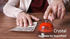  Presentation with investment money - Colorful presentation theme enhanced with investment club - adult man with money backdrop and a tawny brown colored foreground