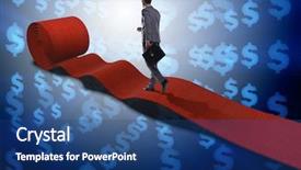  Presentation with red carpet - Audience pleasing presentation consisting of investment club - businessman with dollars on red backdrop and a  colored foreground