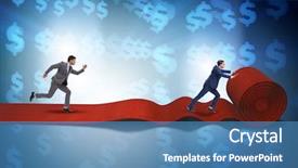  Presentation with red carpet ceremony - Slide deck consisting of investment club - businessman with dollars on red background and a teal colored foreground