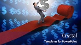  Presentation with red carpet award - Beautiful PPT layouts featuring investment club - businessman with dollars on red backdrop and a  colored foreground