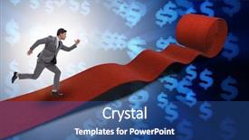  Presentation with red carpet limosine - Cool new PPT theme with investment club - businessman with dollars on red backdrop and a ocean colored foreground