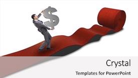  Presentation with red carpet - Cool new PPT theme with investment club - businessman with dollars on red backdrop and a white colored foreground