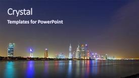  Presentation with united - Amazing PPT theme having investment club - cityscape of dubai at night backdrop and a  colored foreground