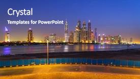  Presentation with united states unity - Cool new slides with investment club - cityscape of dubai at night backdrop and a ocean colored foreground