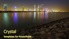  Presentation with united - Amazing slides having investment club - cityscape of dubai at night backdrop and a wine colored foreground