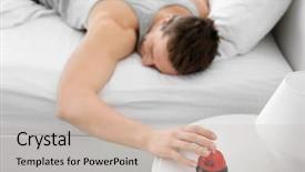  Presentation with sex - Slide deck with investment club - man ringing sex bell background and a soft green colored foreground