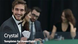  Presentation with business - Theme consisting of investment club - smiling business man showing four background and a tawny brown colored foreground