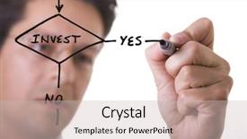 Presentation with flowchart - Presentation featuring investment decision - businessman drawing a flowchart background and a soft green colored foreground
