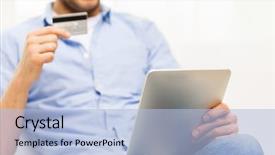  Presentation with online banking - Amazing theme having technology people online shopping banking backdrop and a light blue colored foreground