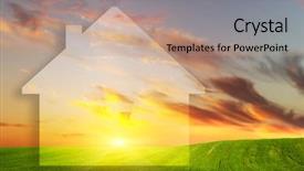  Presentation with mortgage - PPT theme enhanced with investment land - vision sketch of a new background and a coral colored foreground