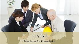  Presentation with business re engineering - Cool new presentation theme with investment meeting - group of business people backdrop and a soft green colored foreground