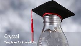  Presentation with cash - Audience pleasing slides consisting of investment plan - bottle of cash with graduation backdrop and a gray colored foreground
