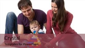  Presentation with happy baby - Presentation enhanced with investment plan - happy family with sweet baby background and a tawny brown colored foreground