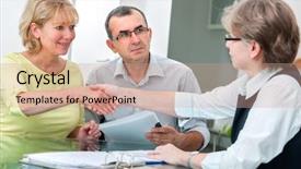  Presentation with finance financial business economy exchan - PPT theme with investment plan - mature couple getting financial advice background and a coral colored foreground