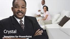  Presentation with financial - Presentation design with investment plan - portrait of confident financial adviser background and a dark gray colored foreground