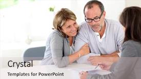  Presentation with senior couple - Amazing PPT layouts having investment plan - senior couple signing financial contract backdrop and a soft green colored foreground
