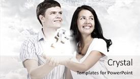  Presentation with happy young student girl holding - Presentation with investment plan - young happy couple holding pound background and a  colored foreground