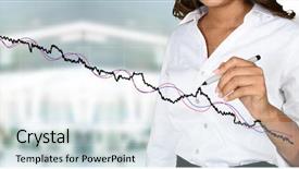  Presentation with stock market - Beautiful slide set featuring investment portfolio - confident businesswoman who is working backdrop and a soft green colored foreground