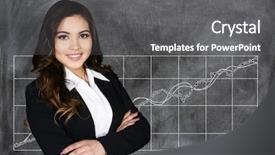  Presentation with stock market - Audience pleasing presentation theme consisting of investment portfolio - confident businesswoman who is working backdrop and a gray colored foreground