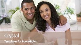  Presentation with kitchen - Amazing PPT theme having investment portfolio - couple in kitchen with newspaper backdrop and a coral colored foreground