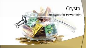  Presentation with portfolio - PPT theme having investment portfolio - euro cash in glass jar background and a white colored foreground