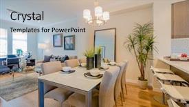  Presentation with luxury house - Amazing slide deck having investment portfolio - modern dining room in luxury backdrop and a soft green colored foreground